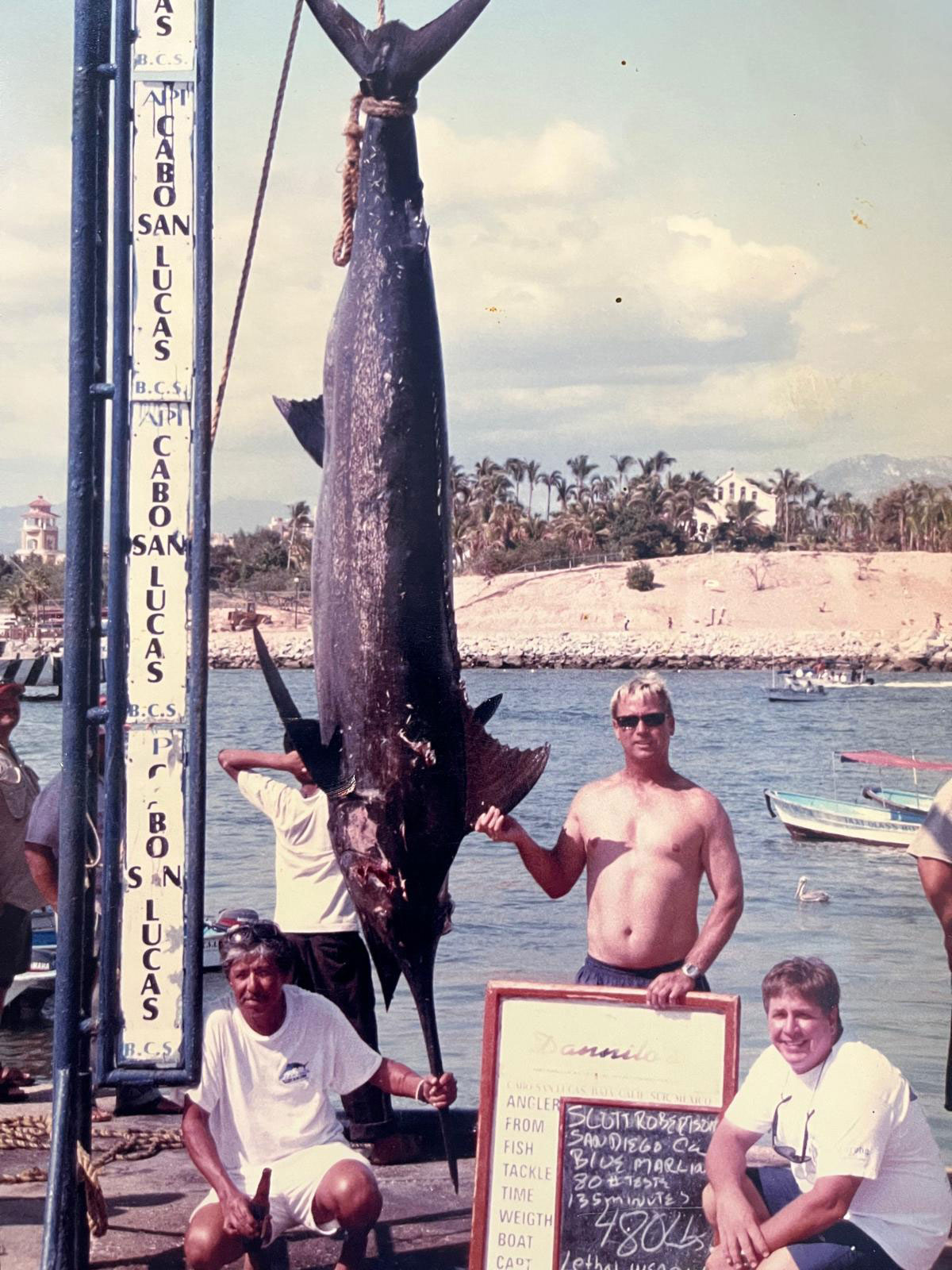 We proudly display a large Blue Marlin caught just 5 miles off Punta Palmilla after trolling for only an hour and a half. ----